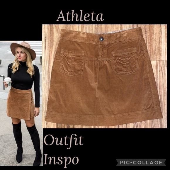 Athleta women’s skirt 4 small mini corduroy tan brown pockets stretch casual - Picture 2 of 7